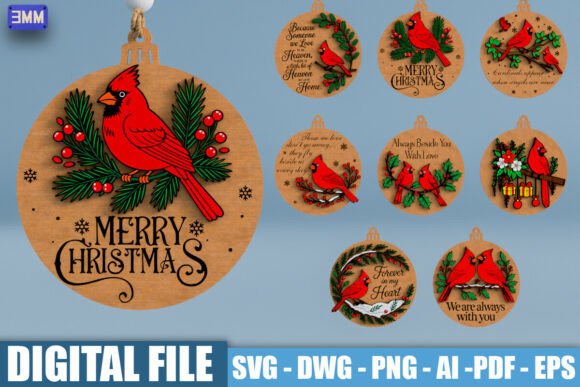 3D Cardinal Quote Ornament SVG DXF: A Unique Digital Resource for Custom Memorial Crafts