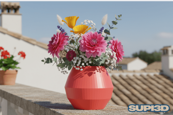 3D Geometrical Vase STL 067: A Modern Design for Creative Applications