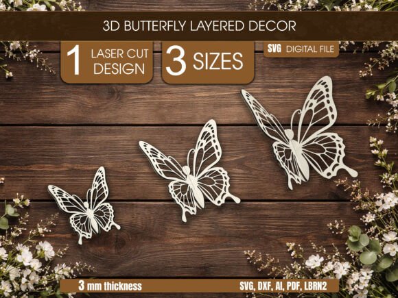 3D Hanging Butterfly Laser Cut