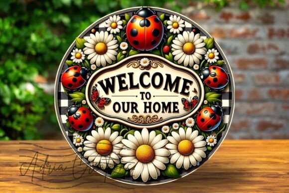 3D Ladybug Floral Welcome Wreath Sign: A Versatile Design for Creative Projects
