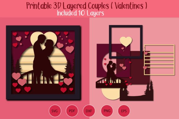 3D Layered Valentines Lovely Couples