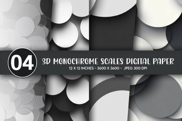 3D Monochrome Scales Digital Paper for Creators