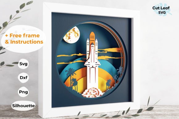 3D Rocket Shadow Box, Spaceship, Shuttle
