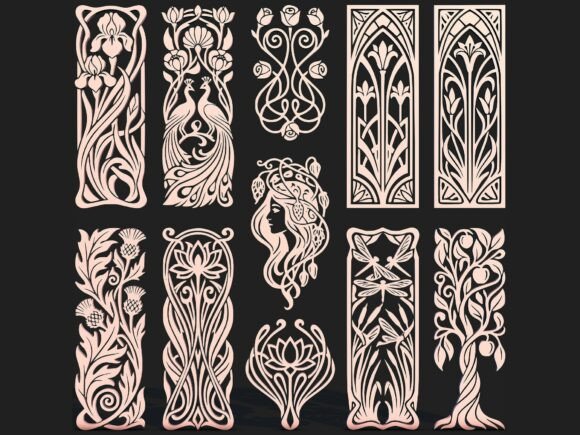 Art Nouveau Panel SVG 3D Bundle Pack