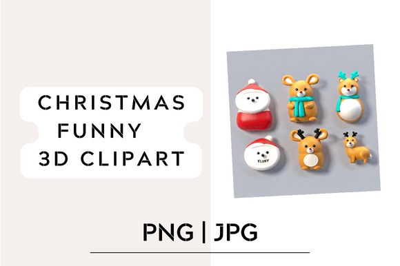 Bring Laughter to Your Holiday Designs with High-Quality Christmas Funny 3d Cliparts