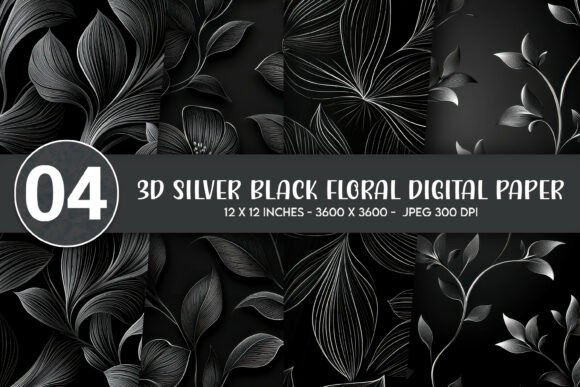 Elevating Modern Design: The Strategic Power of 3D Silver Black Floral Digital Paper