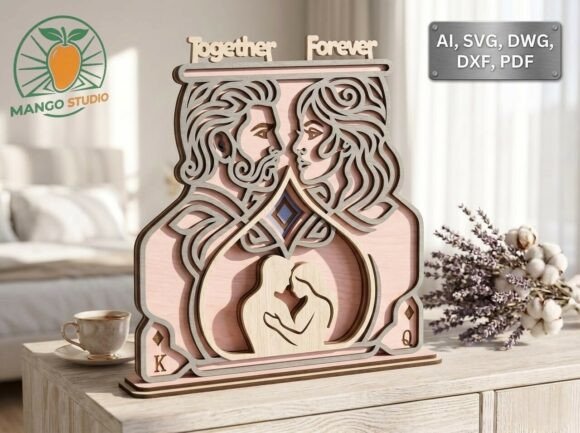 King Queen 3D Laser Cut Stand 3mm SVG: A Versatile Digital Design for Romantic Creations