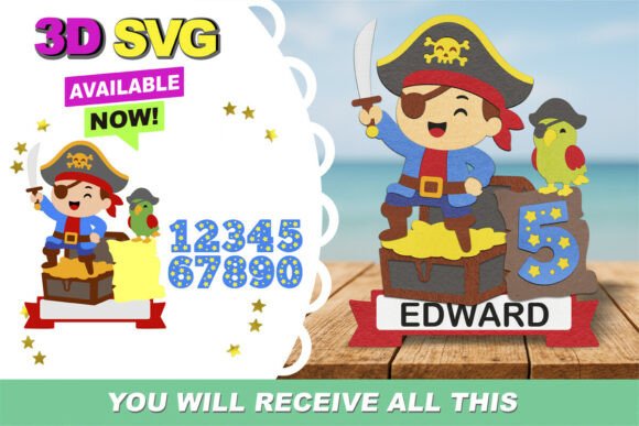 Pirate Cake Topper 3D SVG
