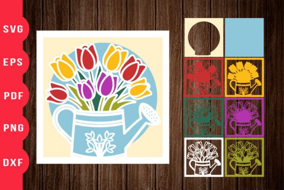 Tulip Watering Can 3D Shadow Box: A Creative and Versatile Design for Every Project