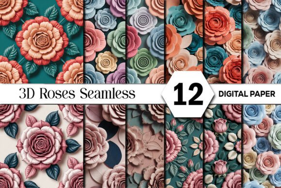 Unlocking Depth and Elegance with the 3D Roses Seamless Digital Paper Pack